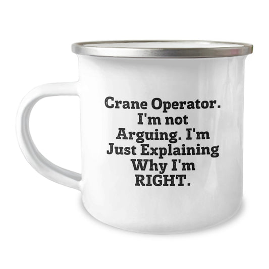 Funny Crane Operator Gifts for Men, Camping Mug for Graduation Unique Presents from Friends to Crane Operator Enthusiasts - Image 1