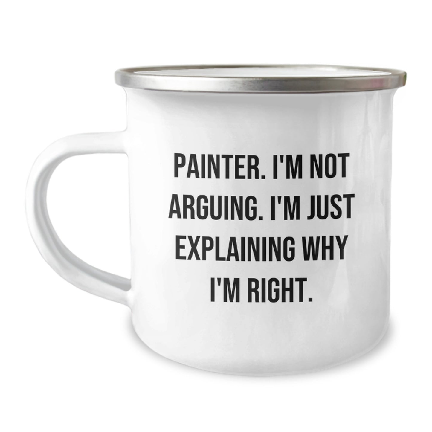 Painter Keepsake Camping Mug for Him Birthday Gift with Enamel Finish - Image 1