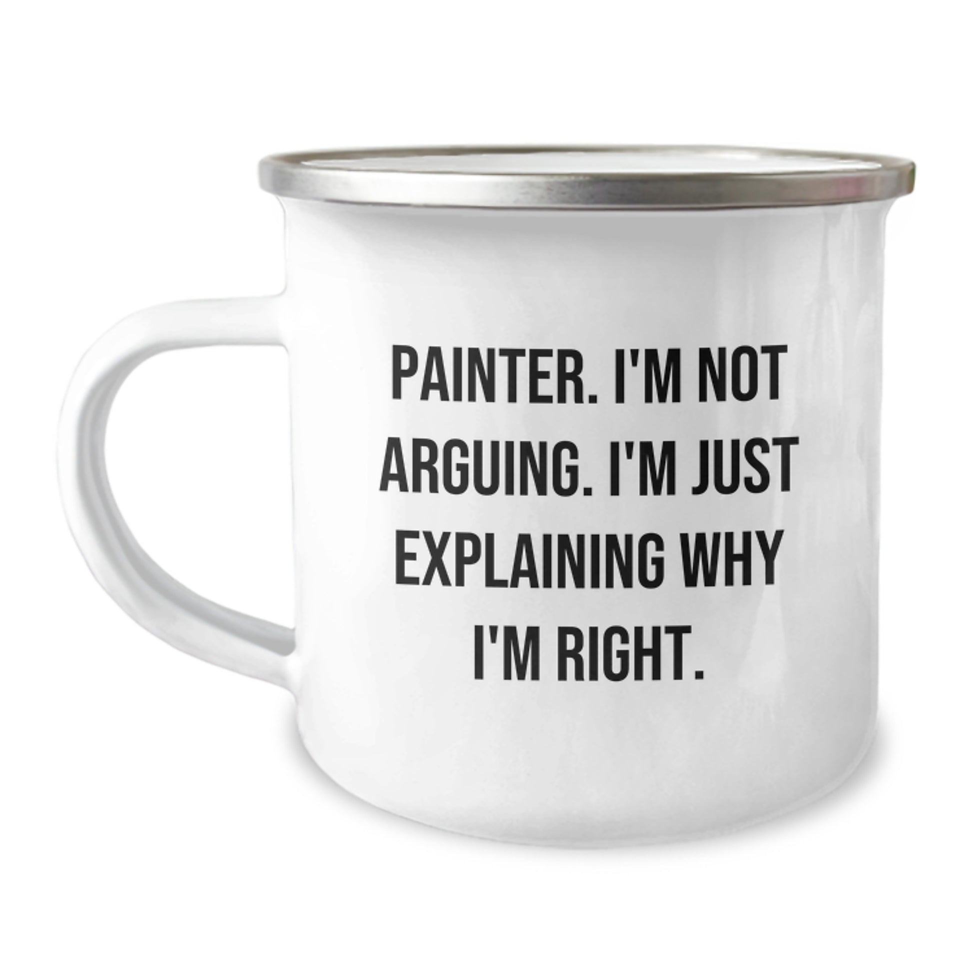 Painter Keepsake Camping Mug for Him Birthday Gift with Enamel Finish - Image 1