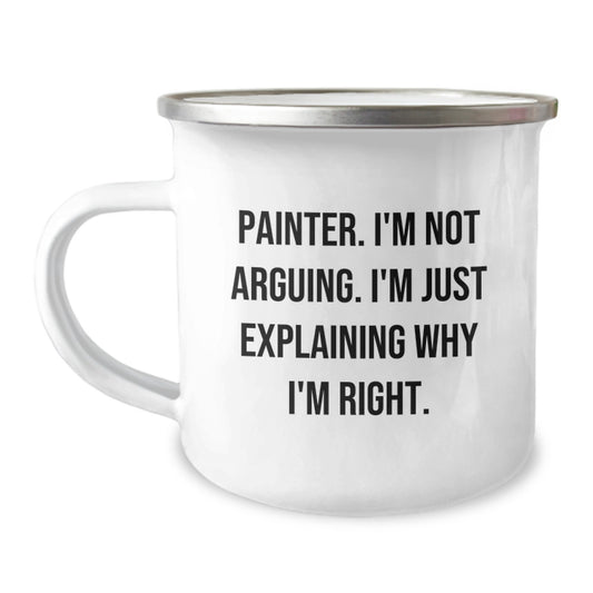 Painter Keepsake Camping Mug for Him Birthday Gift with Enamel Finish - Image 1
