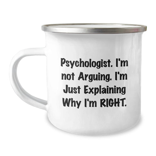 Psychologist Keepsake Camping Mug for Him Birthday Gift Enamel Finish - Image 1