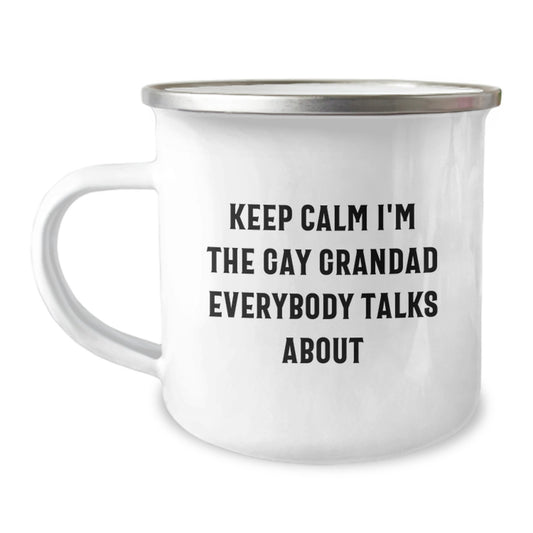 Funny Grandad Gifts - Keep Calm I'm The Gay Grandad Everybody Talks About Camping Mug for Grandad Men on Mother's Day Unique Gifts from Family - Image 1