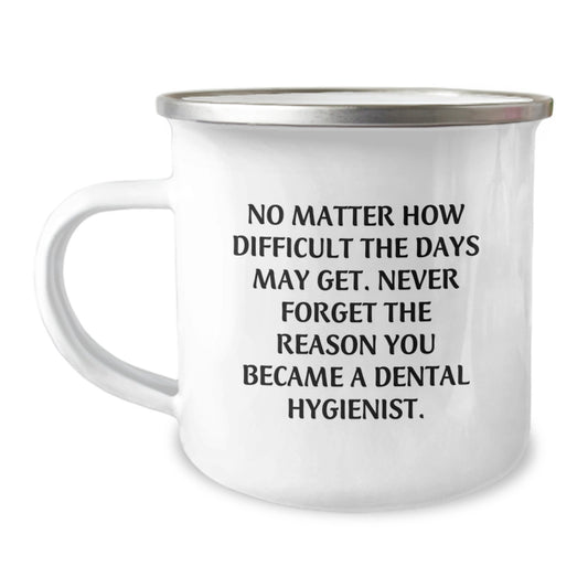 Inspiring Gifts for Dental Hygienist, Funny Quote: Never Forget Why You Became One, Perfect Graduation Camping Mug for Men Women Friends - Image 1