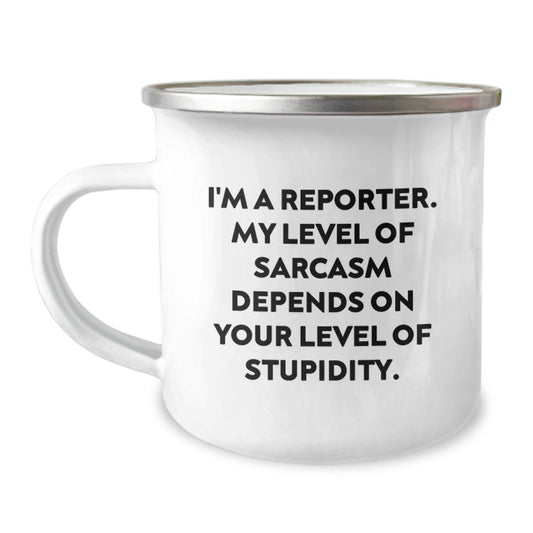 Funny Reporter Camping Mug Gifts from Friends for Graduation Unique - Image 1