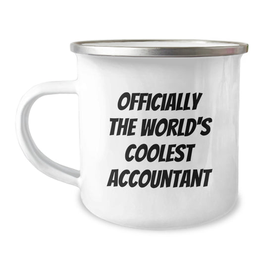 Accountant Gifts for Valentine's - 'Officially The World's Coolest Accountant' Funny Camping Mug, Stainless Steel, 12 oz, Perfect for Accountants, Men, Women, Coworkers, Family - Image 1