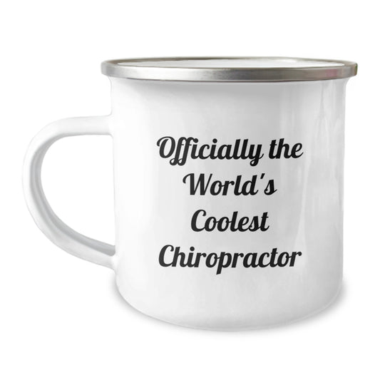 Funny Chiropractor Gifts for Chiropractor Friends from Family - Officially The World's Coolest Chiropractor Quote on Camping Mug - Image 1