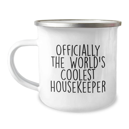 Gifts from Family to Housekeeper, Unique Graduation Unique Gifts for Men or Women - Officially The World's Coolest Housekeeper Funny Quote Camping Mug - Image 1