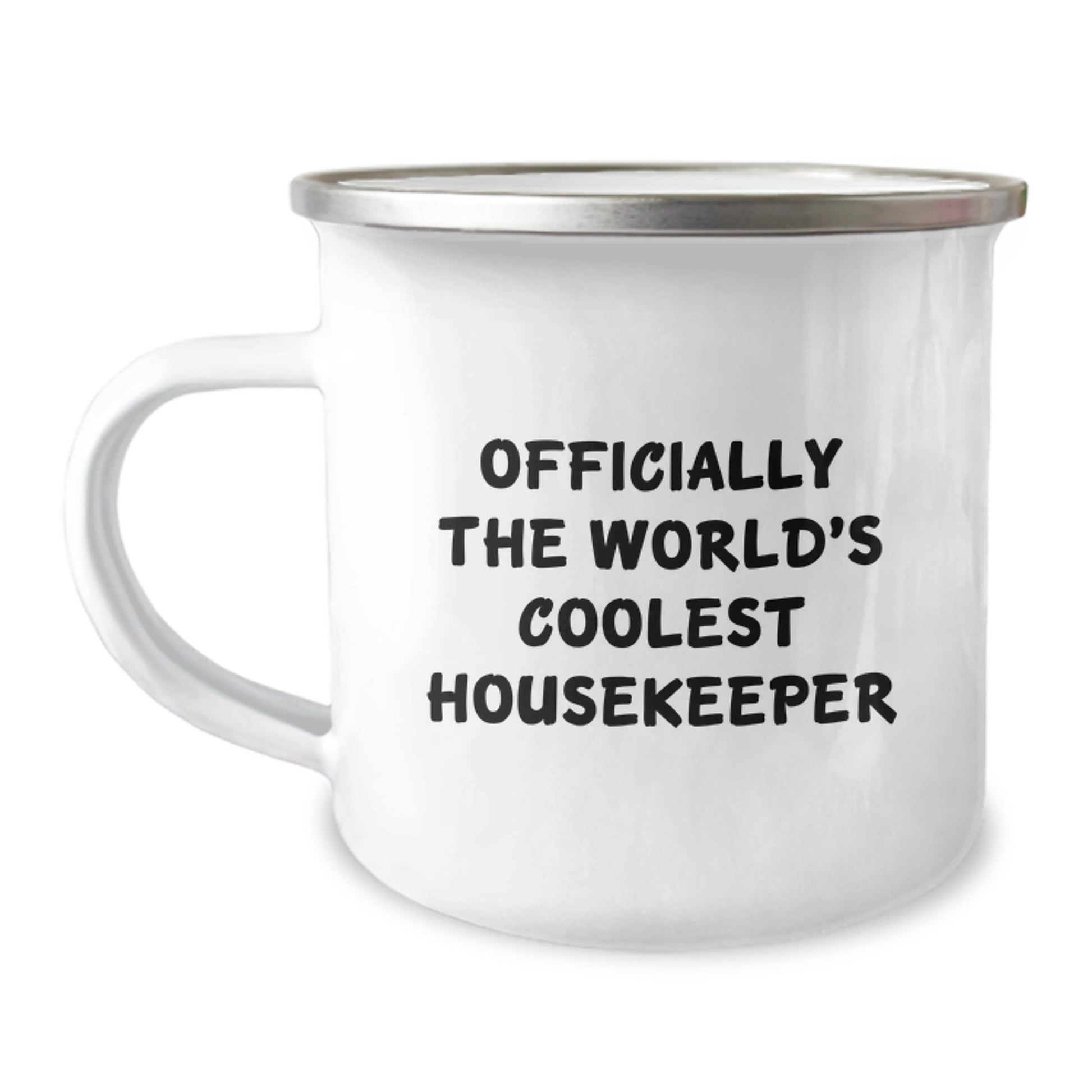 Gifts from Friends, Inspirational Housekeeper Gifts for Housekeeper, Camping Mug 'Officially The World's Coolest Housekeeper' - Image 1
