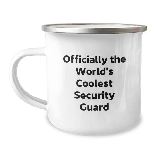 Graduation Unique Gifts for the World's Coolest Security Guard, Funny Quote, Stainless Steel Camping Mug from Friends - Image 1