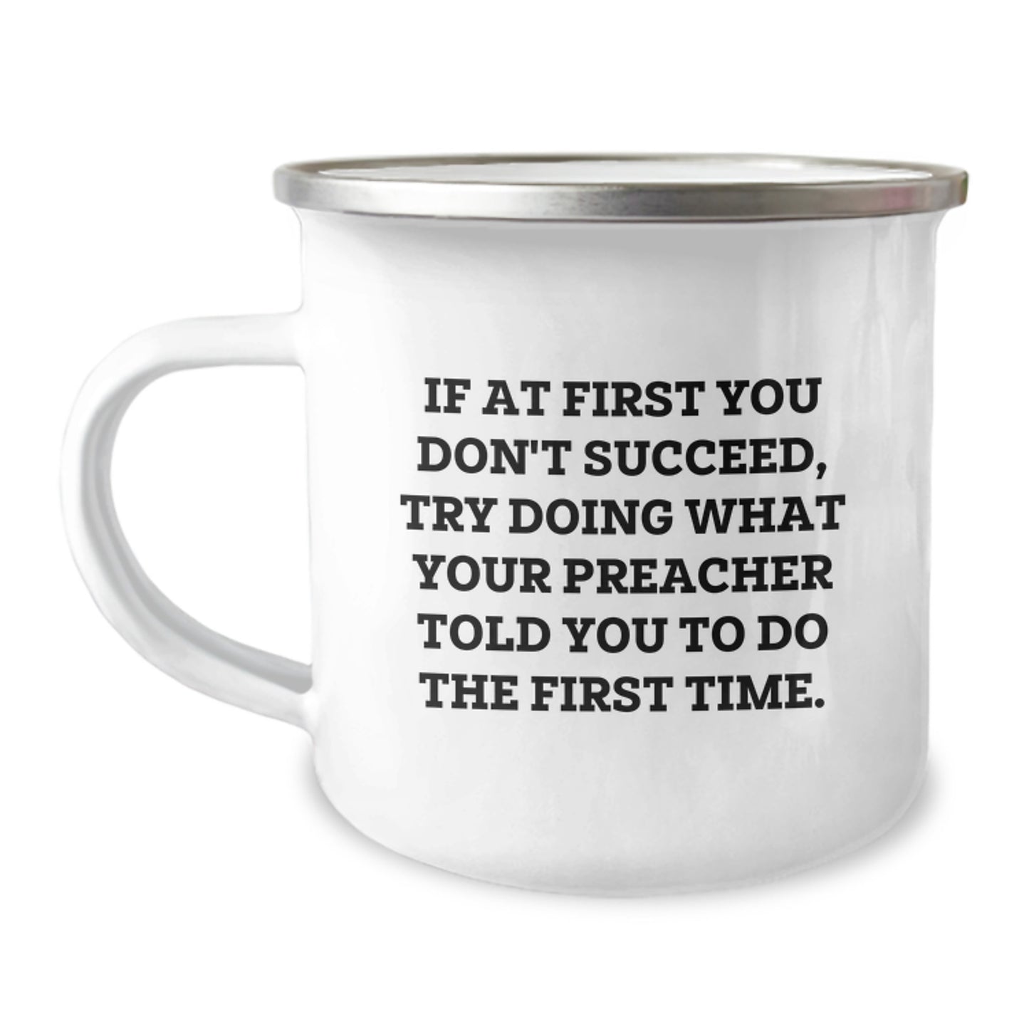 Funny Preacher Gifts for Men, Unique Graduation Gifts from Friends to Preacher, 12 oz Stainless Steel Camping Mug with Inspirational Quote - Image 1