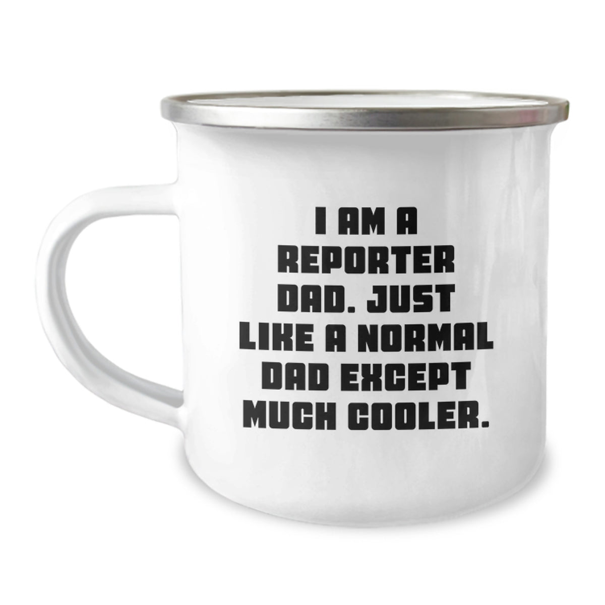 Funny Reporter Dad Gifts from Men to Their Little Reporter on Valentine's Unique Camping Mug - Image 1