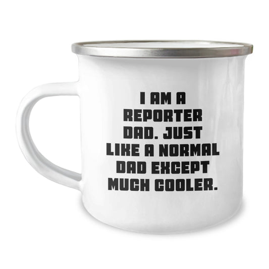 Funny Reporter Dad Gifts from Men to Their Little Reporter on Valentine's Unique Camping Mug - Image 1