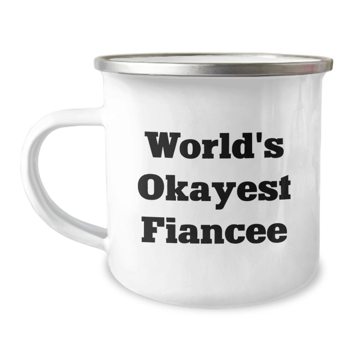 Funny World's Okayest Fiancee Gifts for Her Birthday Camping Mug from Sweetheart, Husband, or Friend - Image 1