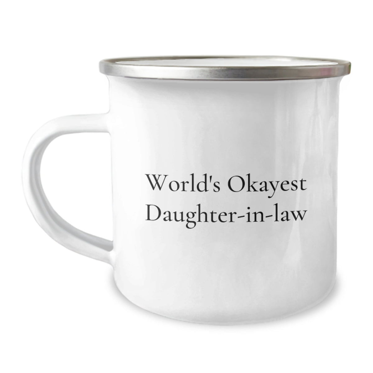 Funny Daughter-in-law Gifts for Birthday, World's Okayest Daughter-in-law Camping Mug, Gifts from Men to Daughter-in-law - Image 1