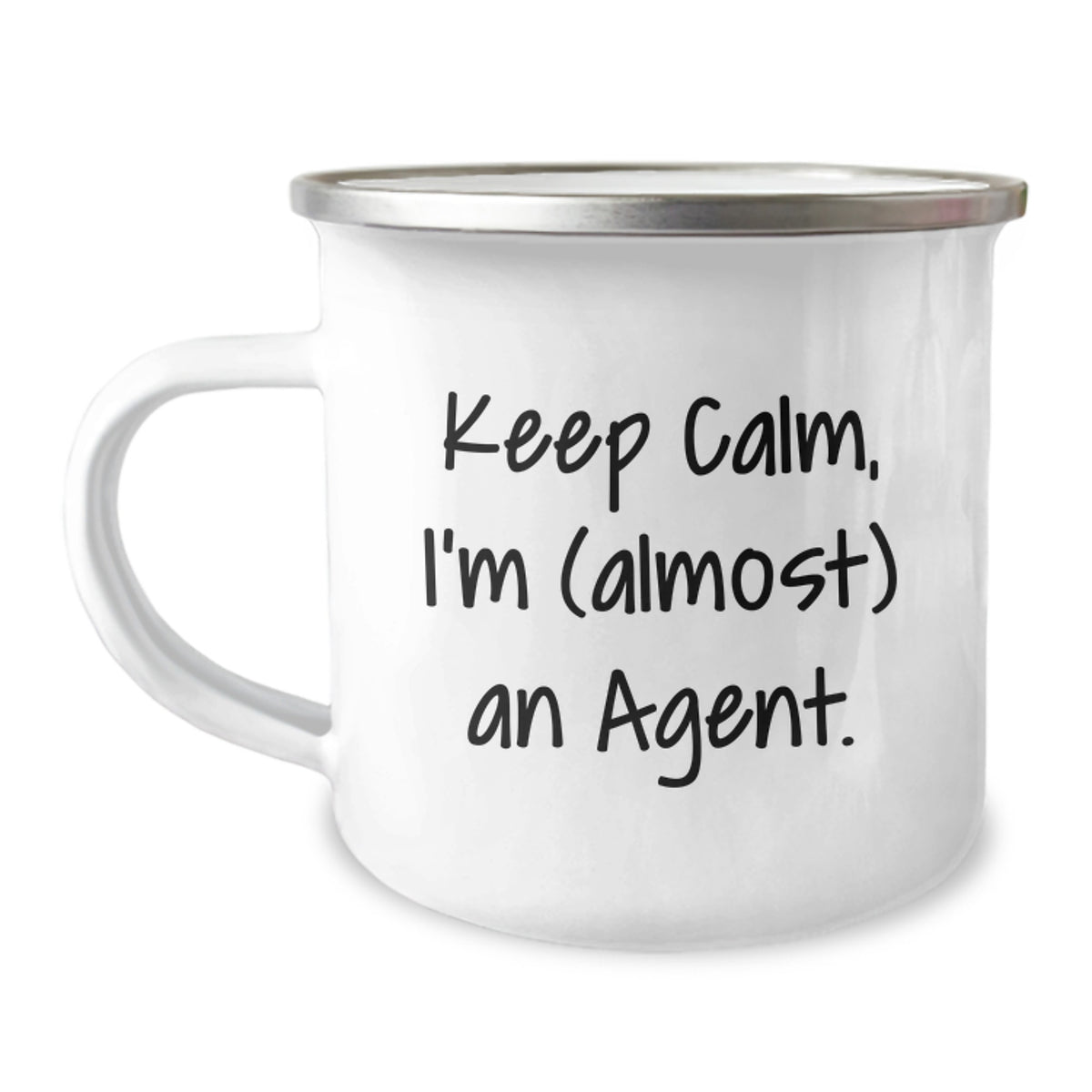 Funny Agent Gifts from Friends for Agent, Birthday Unique Camping Mug, Keep Calm I'm Almost An Agent. - Image 1