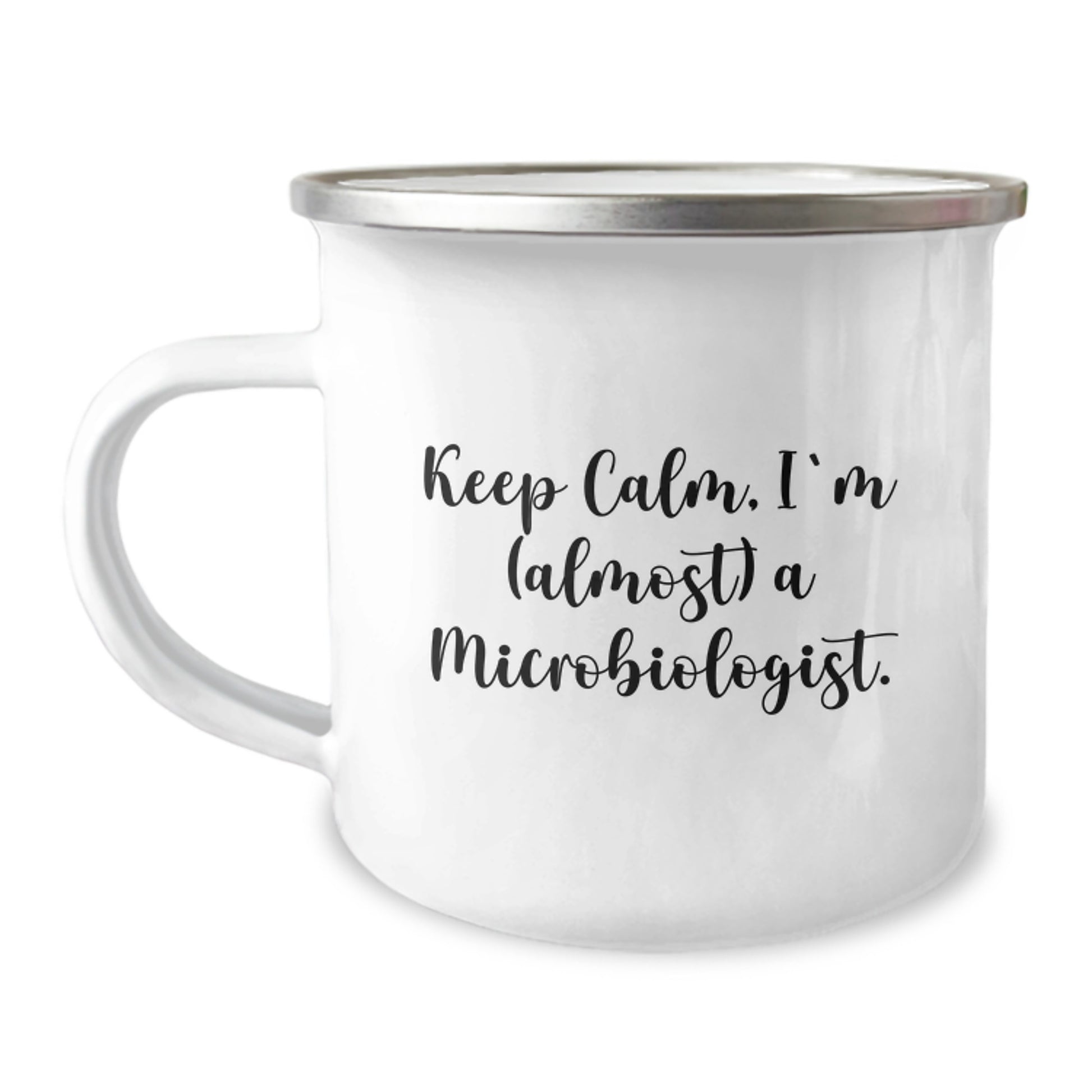 Funny Microbiologist Gifts for Him Her Friends Family - Keep Calm I'm (almost) A Microbiologist. Stainless Steel Camping Mug for Graduation Unique Gifts - Image 1
