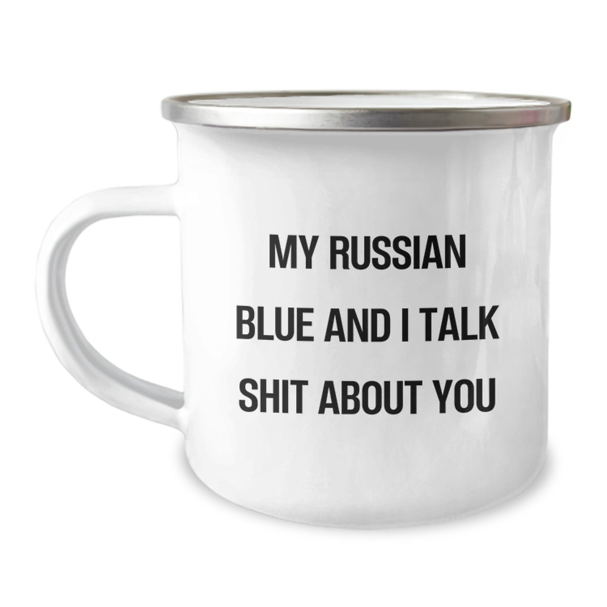 Russian Blue Cat Camping Mug Premium Keepsake Birthday Gift for Him - Image 1