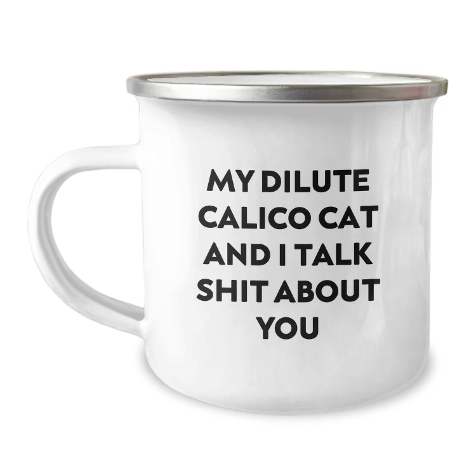 Birthday Gift for Her Dilute Calico Cat Camping Mug Present - Image 1