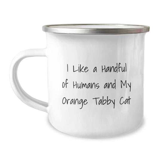 Funny Orange Tabby Cat Camping Mug Gifts for Men and Women, Birthday Unique Presents from Friends and Family - Image 1