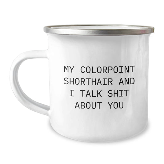 Colorpoint Shorthair Cat Camping Mug Keepsake Birthday Gift for Him - Image 1
