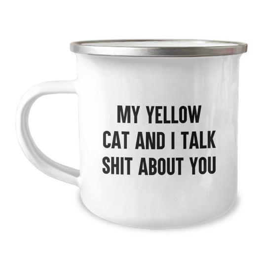Funny Yellow Cat Gifts from Dad for Yellow Cat Lover on Father's Day Camping Mug - Image 1