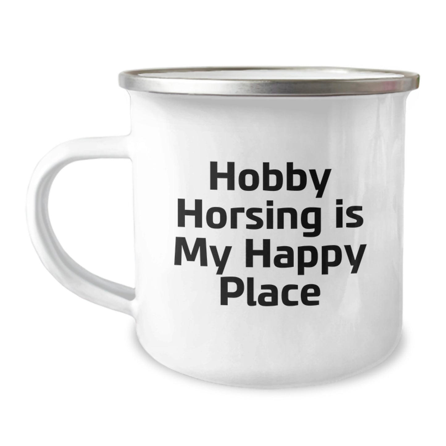 Hobby Horsing Gifts for Men Funny Enamel Camping Mug, Gifts from Friends for Dad on Father's Day Unique - Image 1
