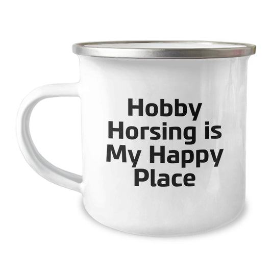 Hobby Horsing Gifts for Men Funny Enamel Camping Mug, Gifts from Friends for Dad on Father's Day Unique - Image 1
