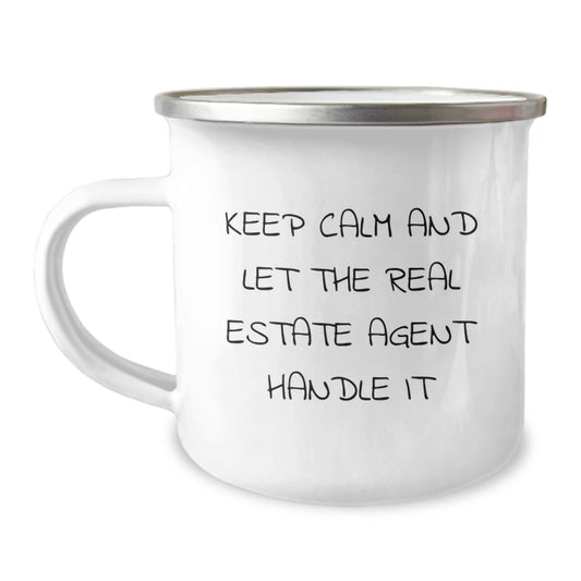 Funny Real Estate Agent Gifts for Men, Keep Calm And Let The Real Estate Agent Handle It Birthday Unique Gifts from Family to Real Estate Agent Friends - Image 1