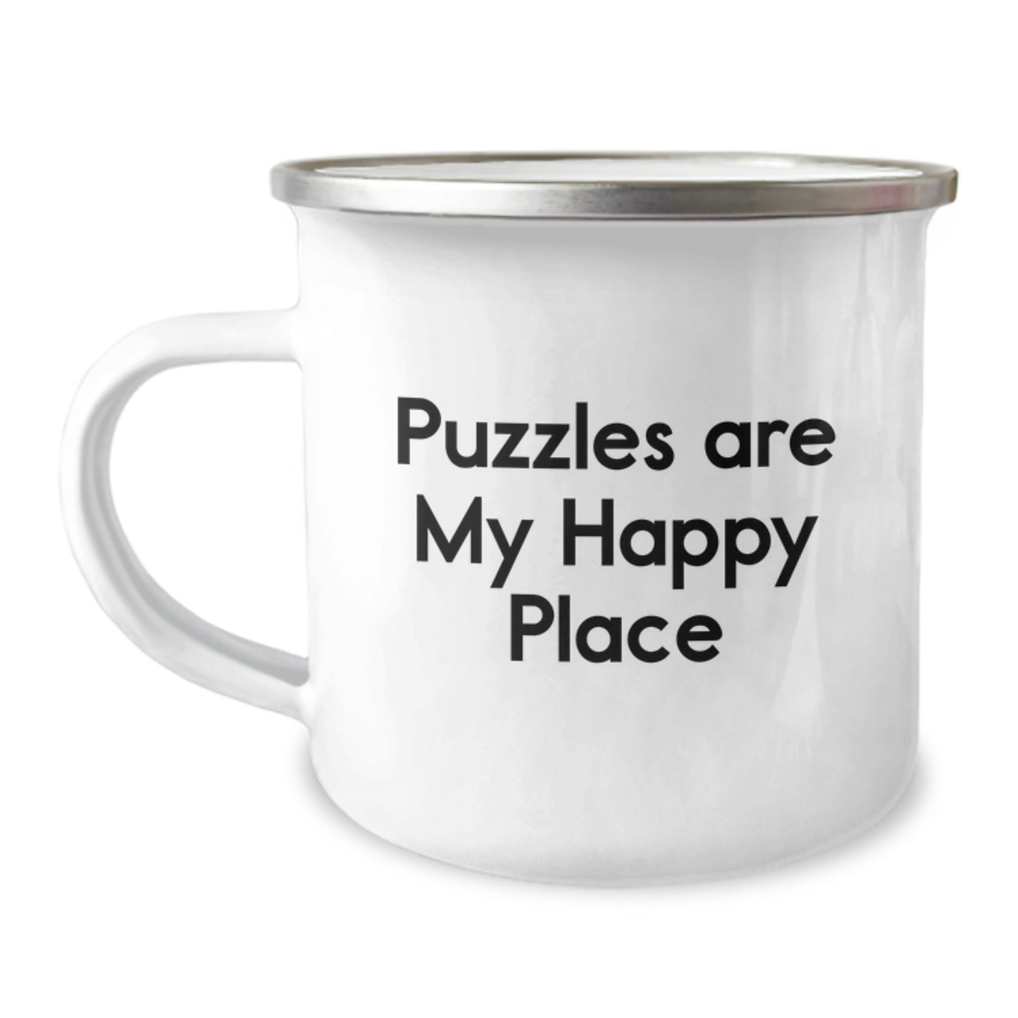 Funny Puzzles Gifts for Friends, Camping Mug, 'Puzzles Are My Happy Place' Inspirational Quote, Perfect for Puzzles Enthusiasts, Graduation Unique Gifts from Family - Image 1