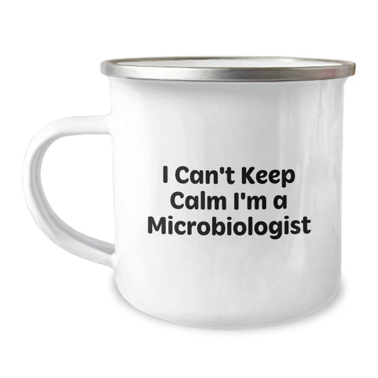 Funny Microbiologist Gifts for Him - Birthday Unique Gifts from Friends to Family - 'I Can't Keep Calm I'm A Microbiologist' Camping Mug - Image 1