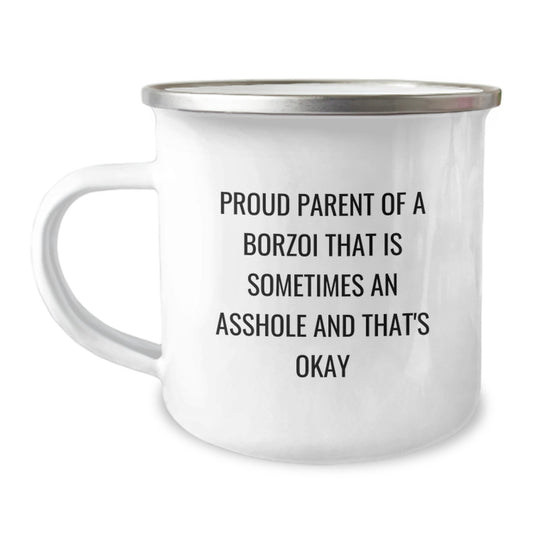 Gifts from Proud Parents of Borzois for Friends - Funny Borzoi Dog Camping Mug, Graduation Unique Gifts, Gifts for Men, Borzois Are Awesome, Borzoi Dog Lover - Image 1