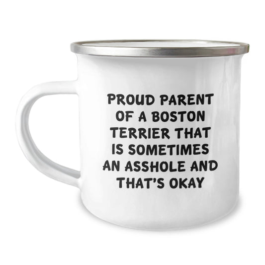Boston Terrier Camping Mug for Coworkers Idea Birthday Gift - Image 1