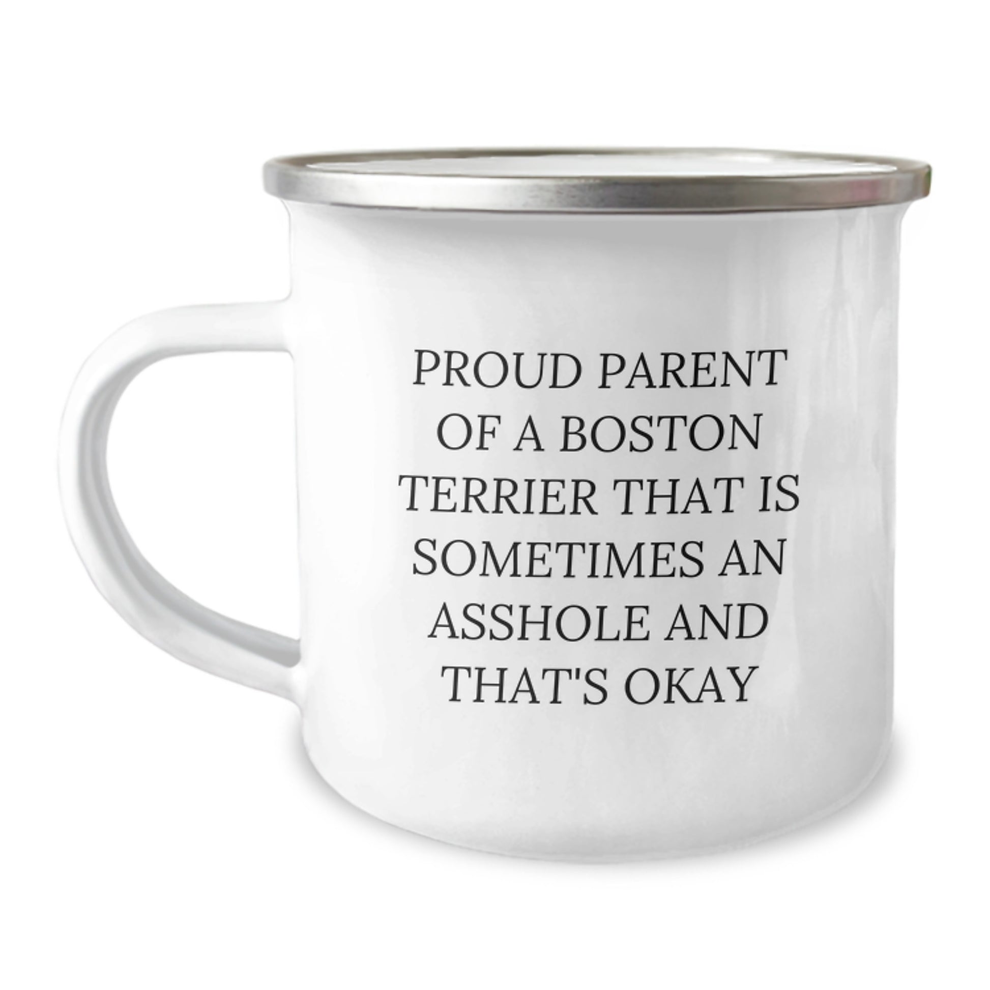 Quirky Boston Terrier Camping Mug Birthday Gift for Friends - Image 1