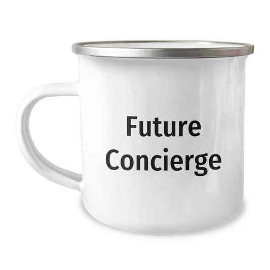Funny Future Concierge Camping Mug Gifts from Family to Concierge Birthday Unique Gifts - Image 1