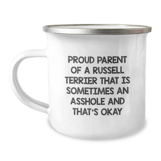 Funny Russell Terrier Dog Lover Camping Mug Gifts from Friends and Family - Proud Parent Humor, Father's Day Unique Gifts - Image 1