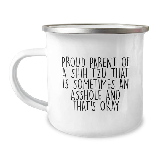 Funny Shih Tzu Dog Dad Gifts from Men to Family on Father's Day Unique Camping Mug - Image 1
