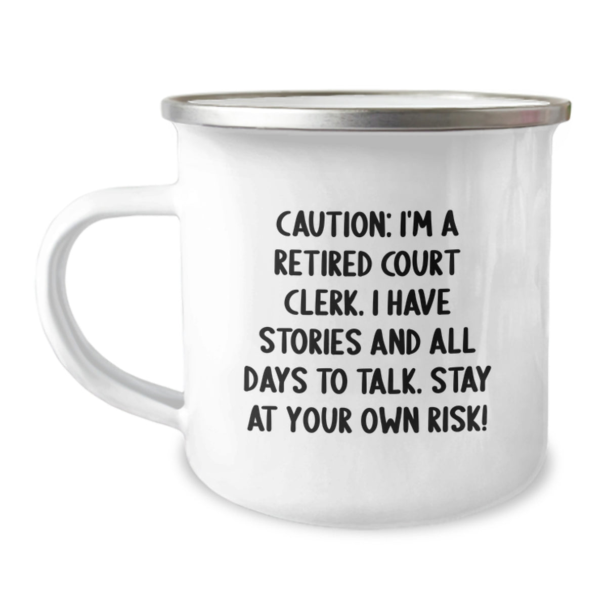 Funny Court Clerk Gift for Camping Mug, Birthday Unique Gifts from Friends to Court Clerks, 'I'm A Retired Court Clerk' - Image 1