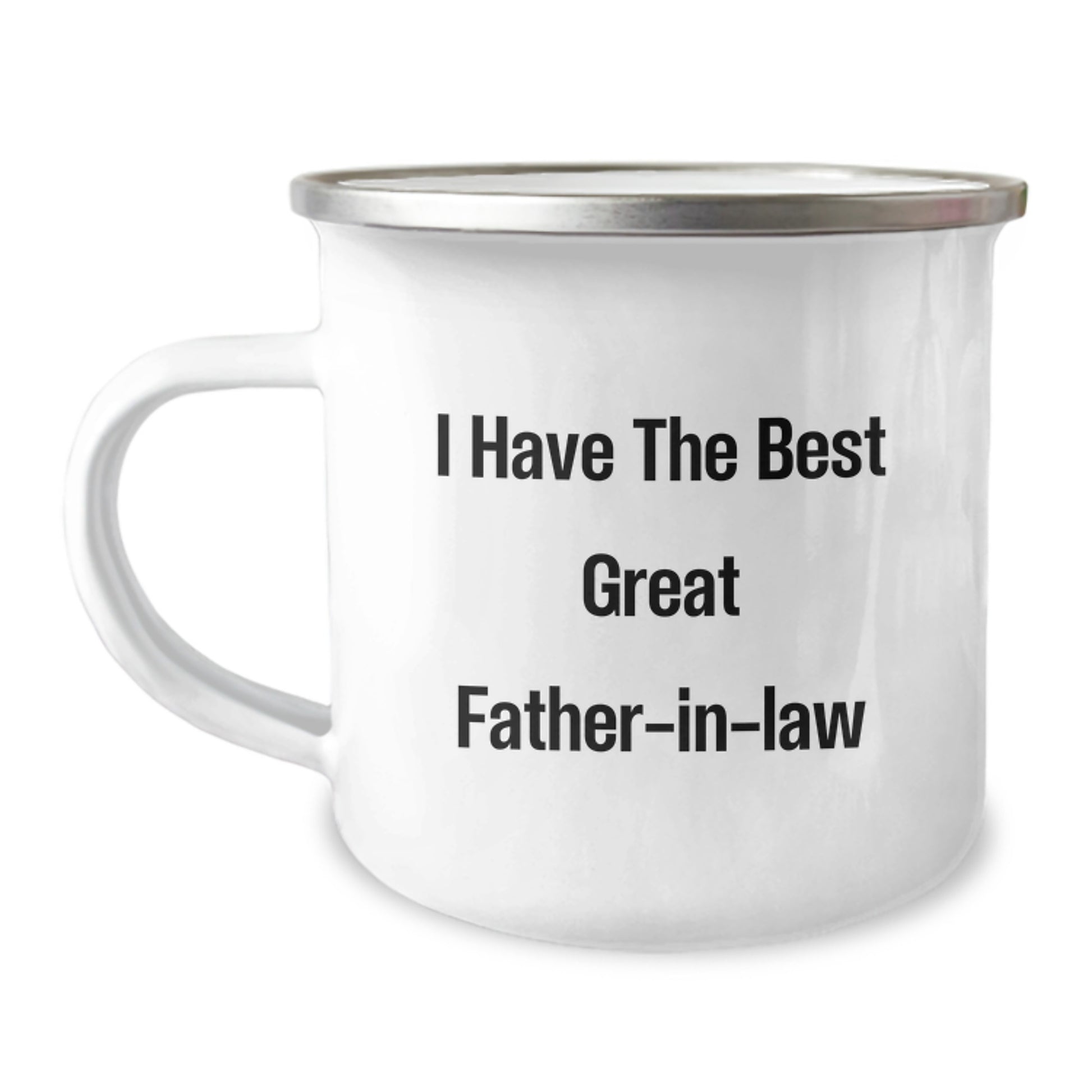Funny Father-in-law Camping Mug Gifts from Family for Graduation Unique - 'I Have The Best Great Father-in-law' Stainless Steel Enamel Finish - Image 1
