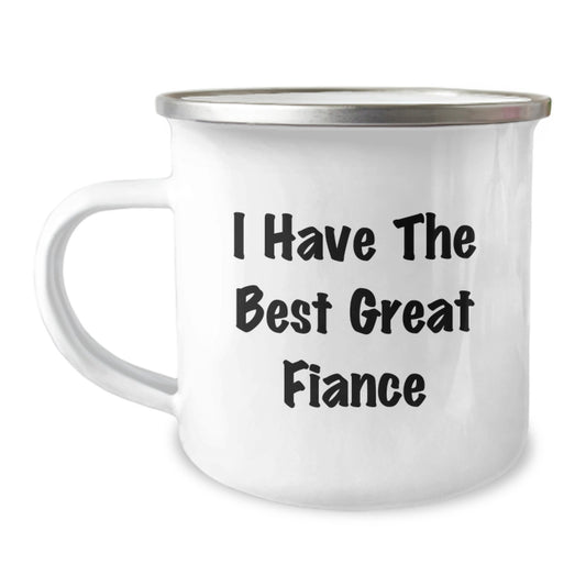 Funny Fiance Gifts from Men to Fiancee for Graduation - Great Fiance Camping Mug, 12 oz Stainless Steel Enamel Finish - Image 1