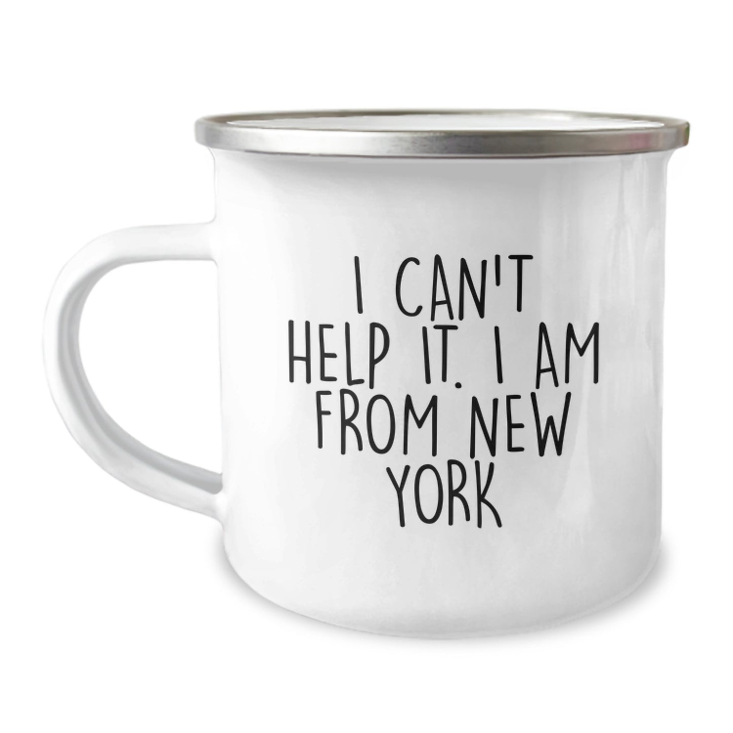 Gifts from Friends - Funny New York Camping Mug for New York Lovers, Unique Graduation Gifts for Men and Women, I Can't Help It I Am From New York - Image 1