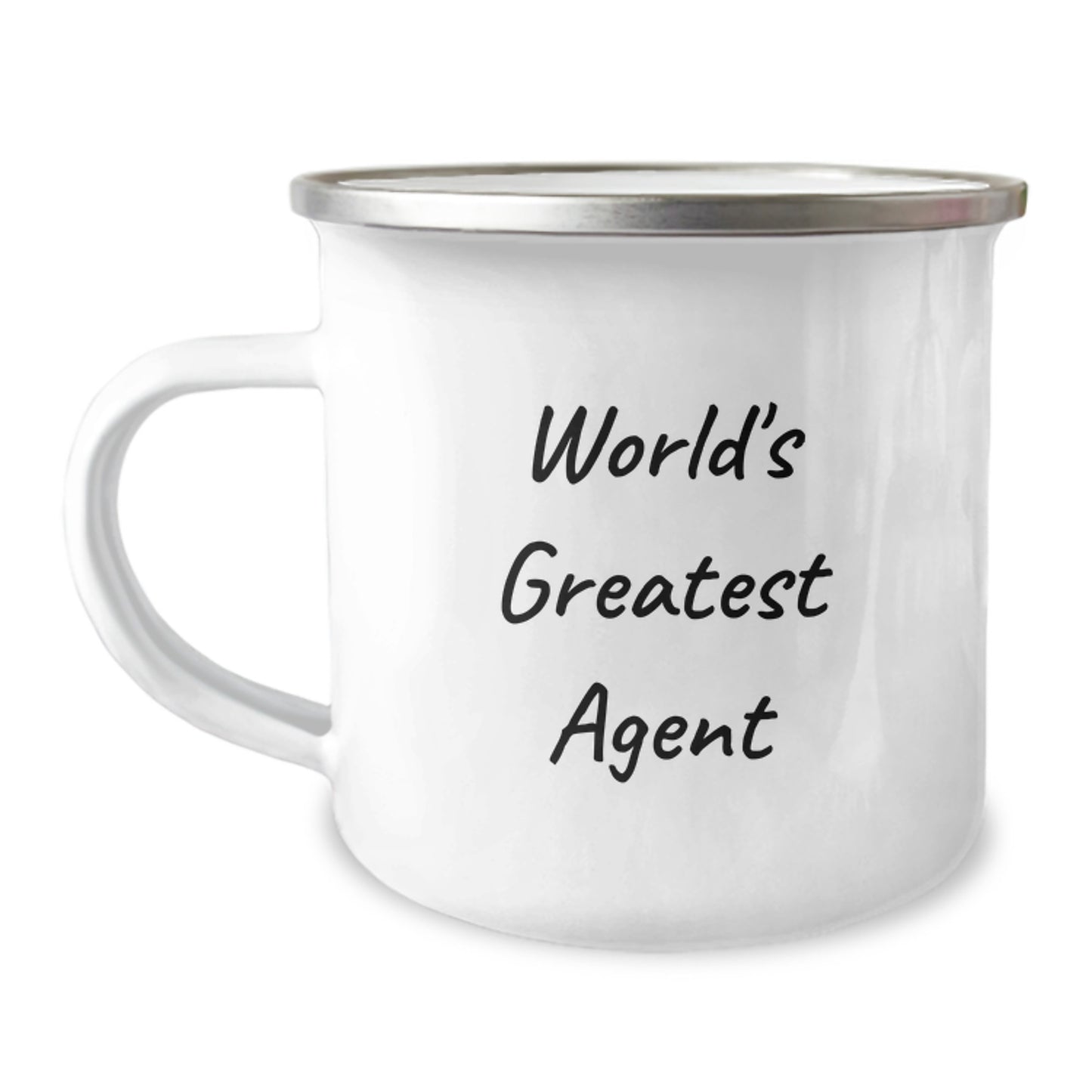Funny Agent Gifts from Dad - World's Greatest Agent Camping Mug, Perfect for Men's Father's Day Unique Gifts, Funny Agent Quote Enamel Mug, Stainless Steel 12 oz - Image 1