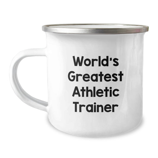 Funny World's Greatest Athletic Trainer Gifts for Men from Family, Unique Father's Day Camping Mug for Outdoor Enthusiasts, 12 oz Stainless Steel with Enamel Finish - Image 1