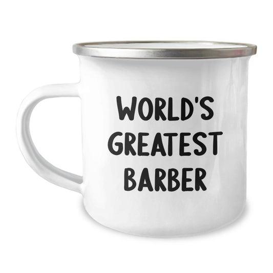 Funny World's Greatest Barber Gifts for Men - Camping Mug for Father's Day from Family - Image 1