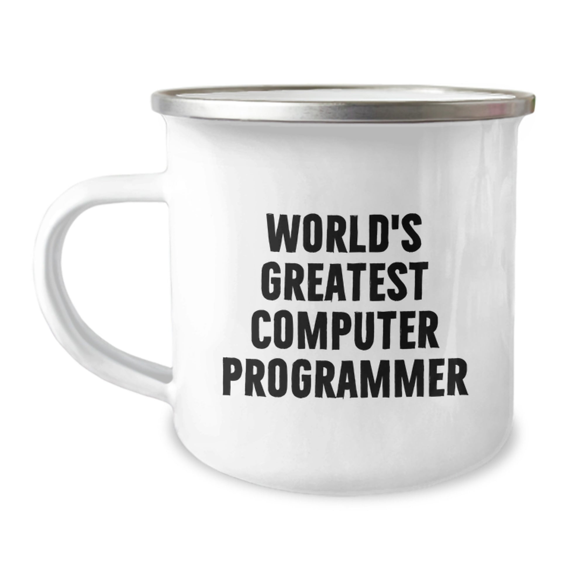 Funny World's Greatest Computer Programmer Gifts for Mom on Mother's Day - Computer Programmer Enamel Camping Mug - Image 1