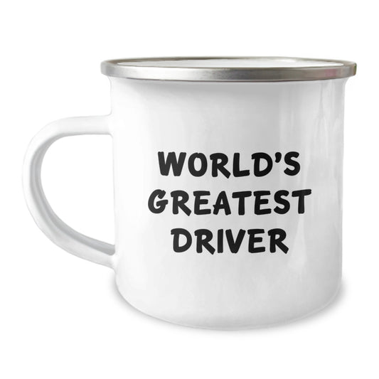Funny Driver Gifts for Him, World's Greatest Driver - Enamel Camping Mug for Driver, Graduation Unique Gifts from Family - Image 1