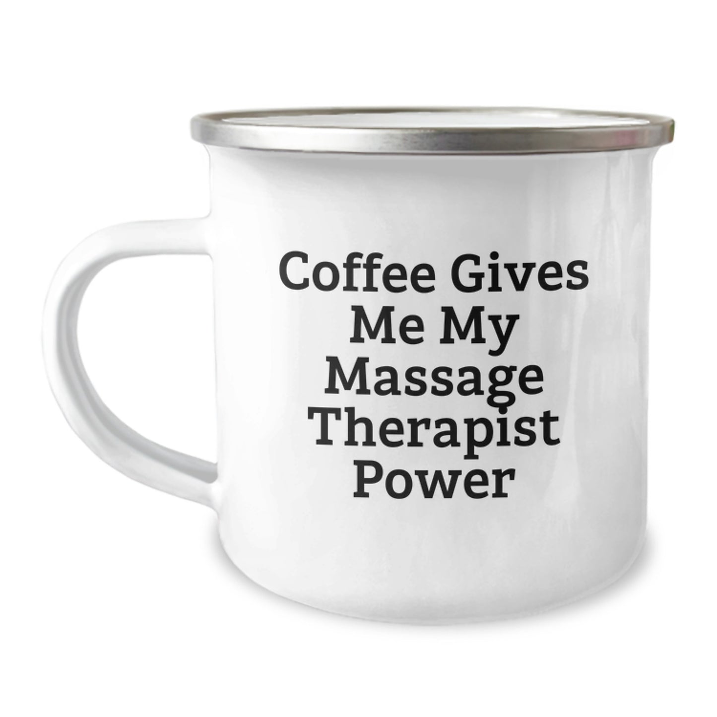 Gifts from Family Members for Massage Therapists, Funny Coffee Lover Mugs for Graduation Unique Gifts - 'Coffee Gives Me My Massage Therapist Power' Stainless Steel Camping Mug - Image 1