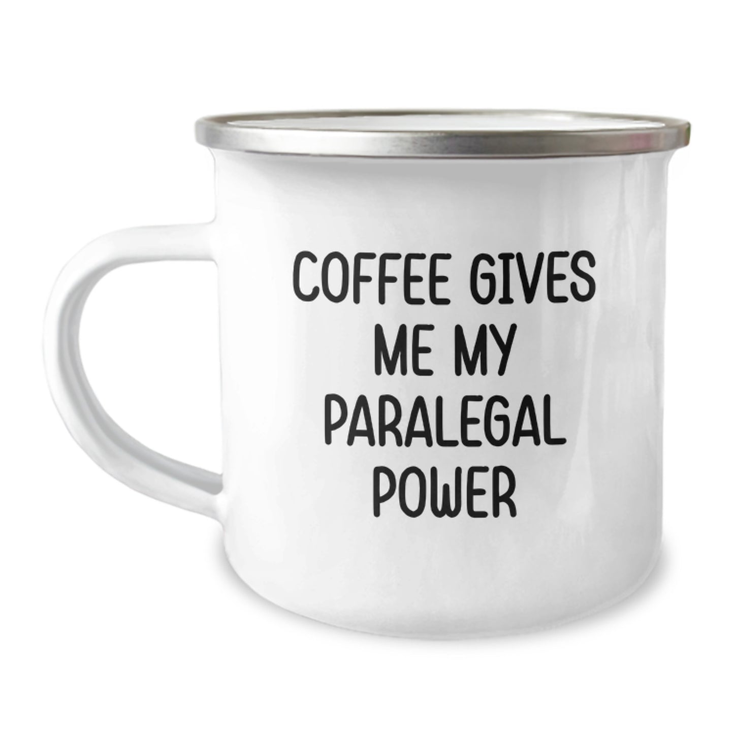Funny Paralegal Mugs for Graduation Unique Gifts from Family, Friends, or Coworkers - Coffee Gives Me My Paralegal Power Camping Mug Stainless Steel with Enamel Finish - Image 1