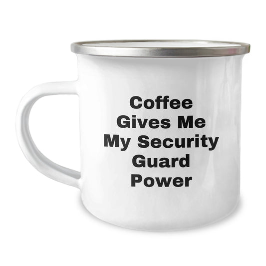 Funny Security Guard Gifts for Him, Coffee Gives Me My Power, Camping Mug for Graduation Unique - Image 1