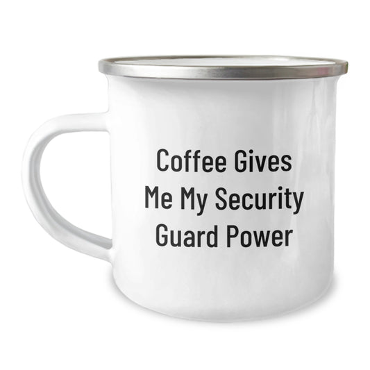 Funny Security Guard Gifts for Men from Friends - Coffee Gives Me My Security Guard Power - Unique Graduation Mugs for Security Guard - Image 1