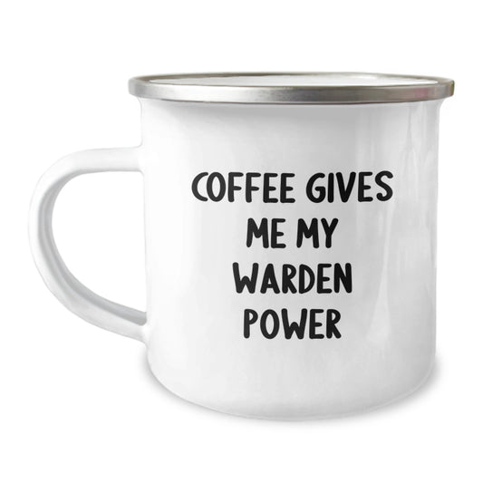 Funny Warden Gifts for Men from Friends and Family, Coffee Gives Me My Warden Power Camping Mug for Graduation Unique Gifts - Image 1
